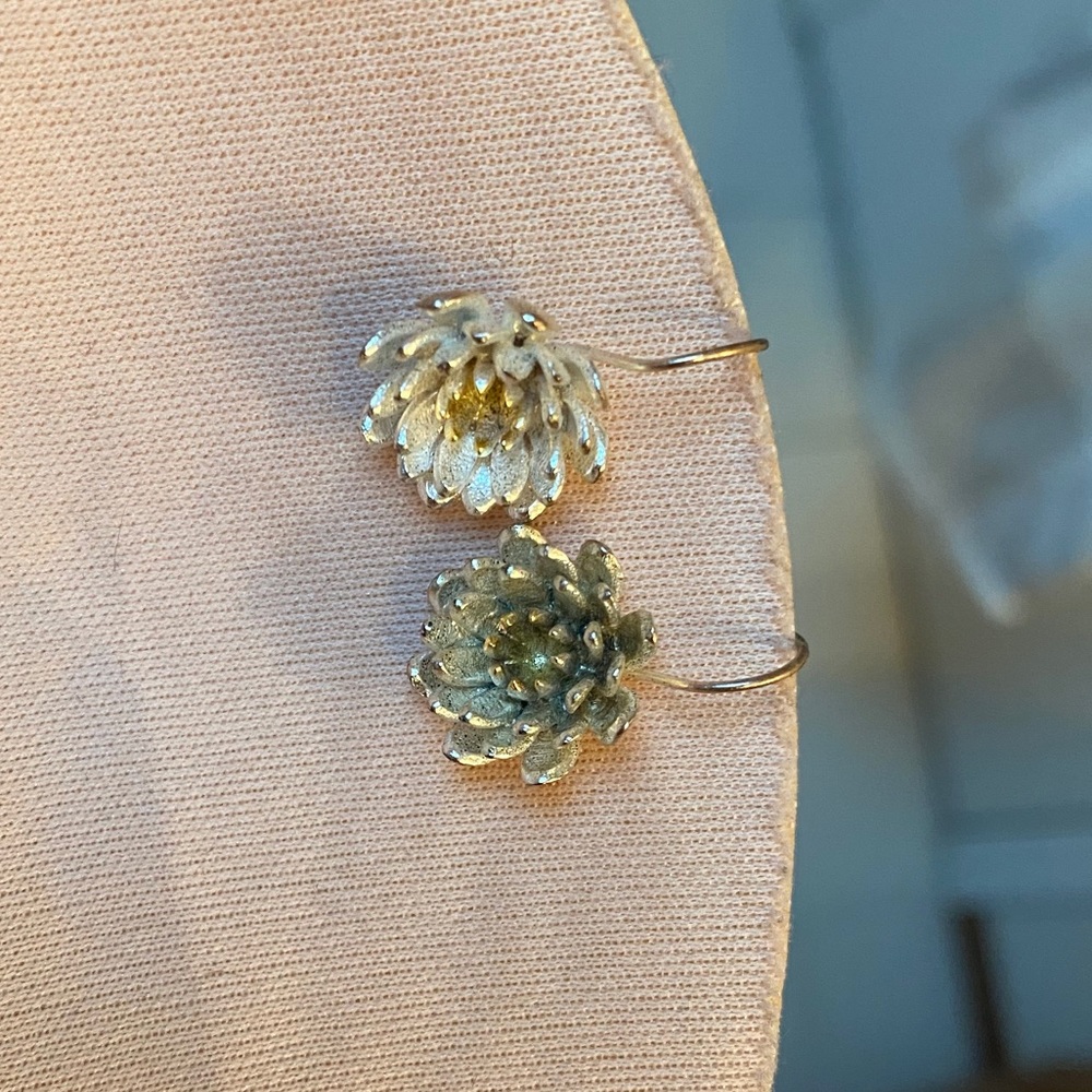 Sterling Silver Lotus Earrings